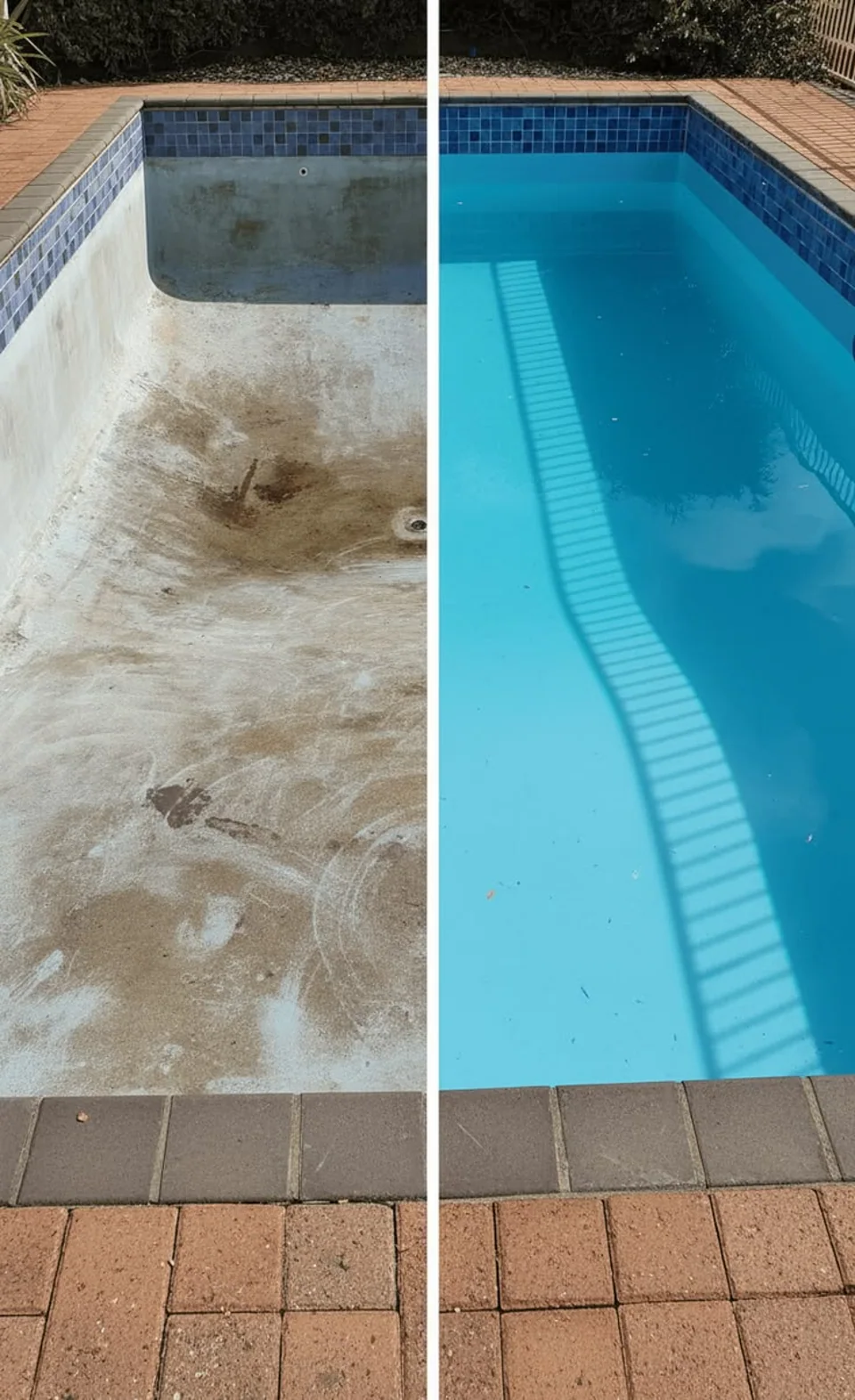 تنظيف المسابح — صورة مقارنة