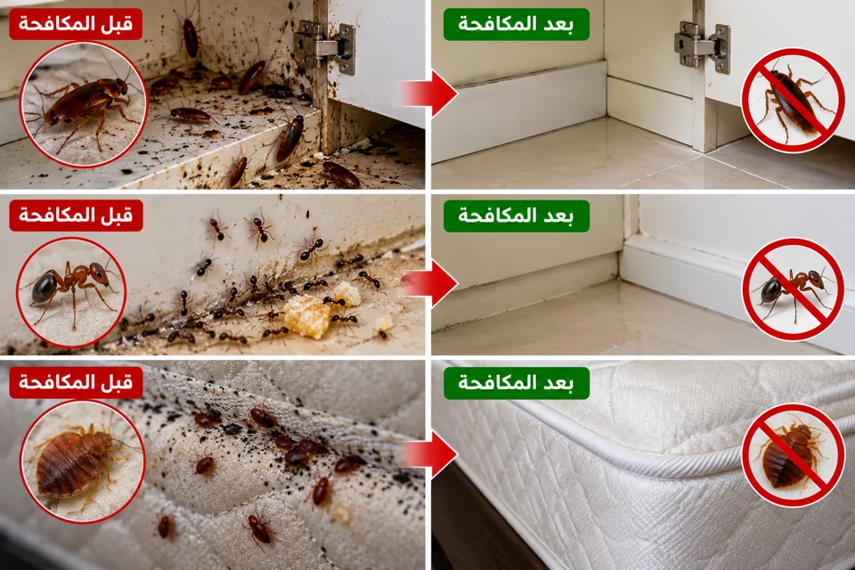 تنظيف ما بعد البناء والتشطيب — صورة مقارنة