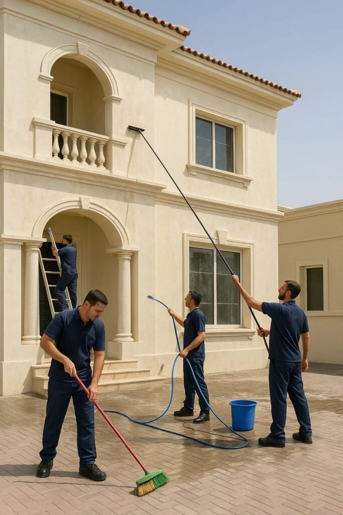 شركة تنظيف فلل في الفجيرة عيون الخليج أثناء تنظيف فيلا فاخرة