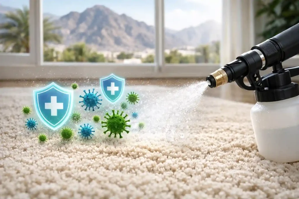 تعقيم السجاد ضد البكتيريا من شركة تنظيف سجاد في الفجيرة