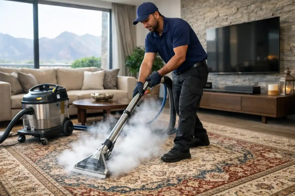 شركة تنظيف سجاد في الفجيرة باستخدام تنظيف بالبخار