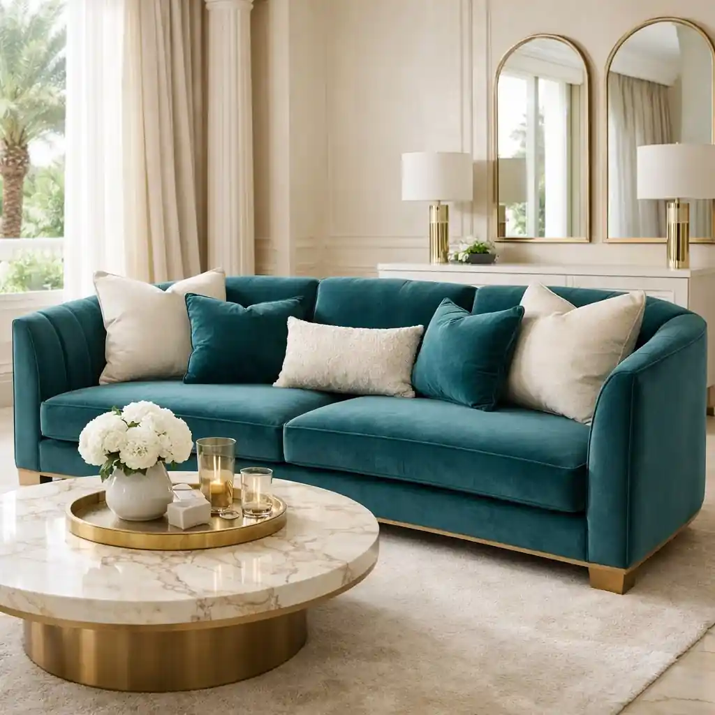 كنب نظيف ومعقم بعد خدمة شركة تنظيف كنب عجمان في فيلا فاخرة