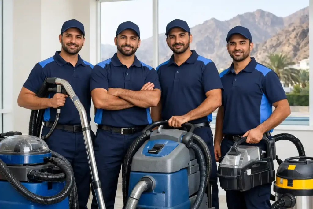 فريق عمل شركة تنظيف سجاد في الفجيرة محترف ومدرب