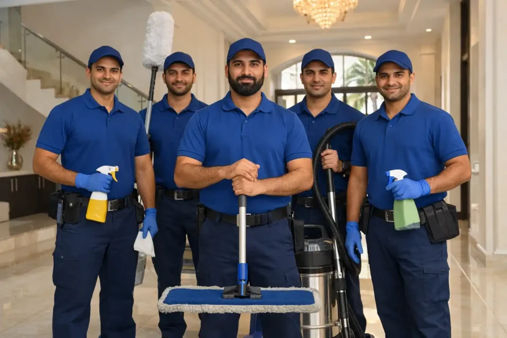 فريق شركة عيون الخليج لتنظيف الفلل في ام القيوين