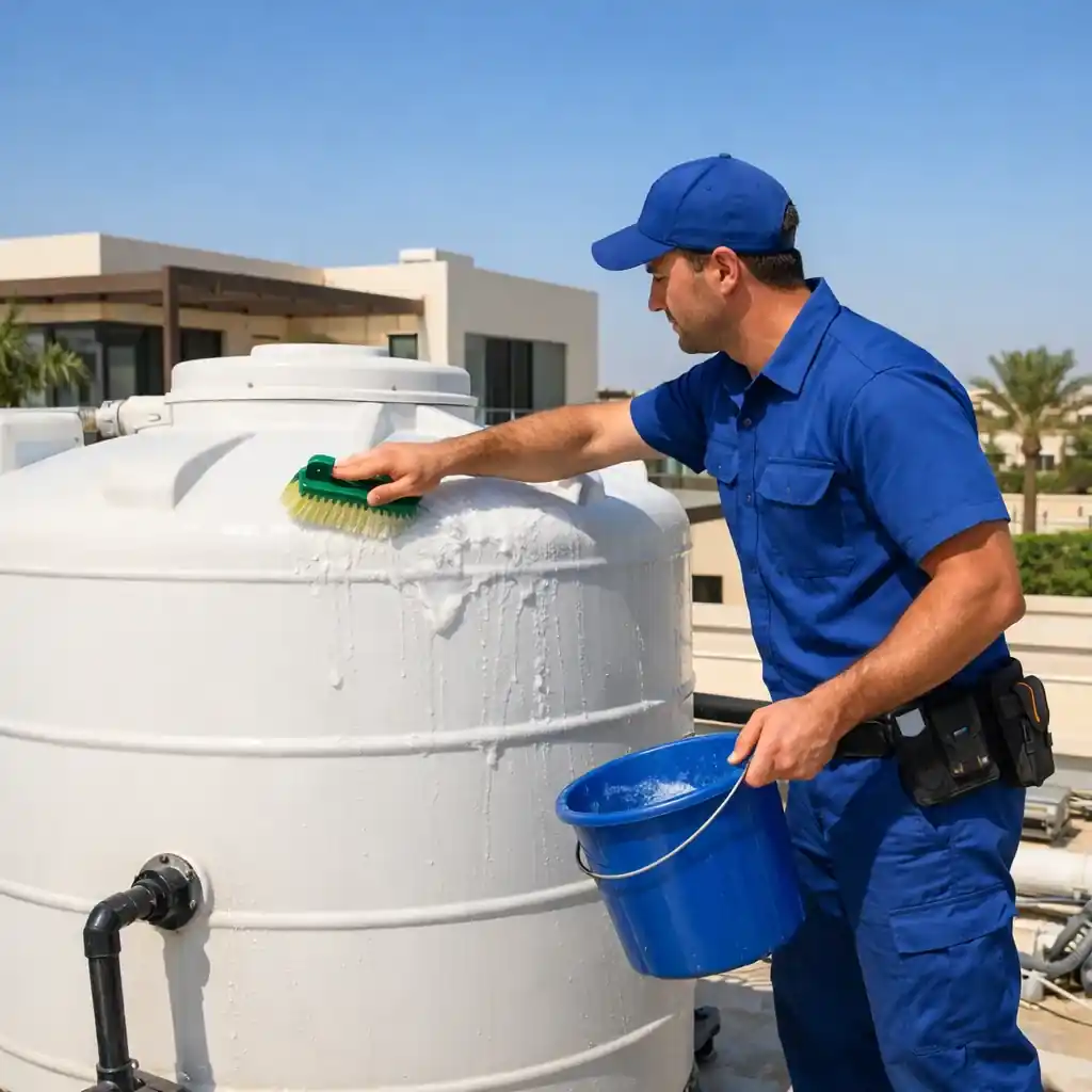 تنظيف خزانات مياه عجمان بواسطة فريق متخصص